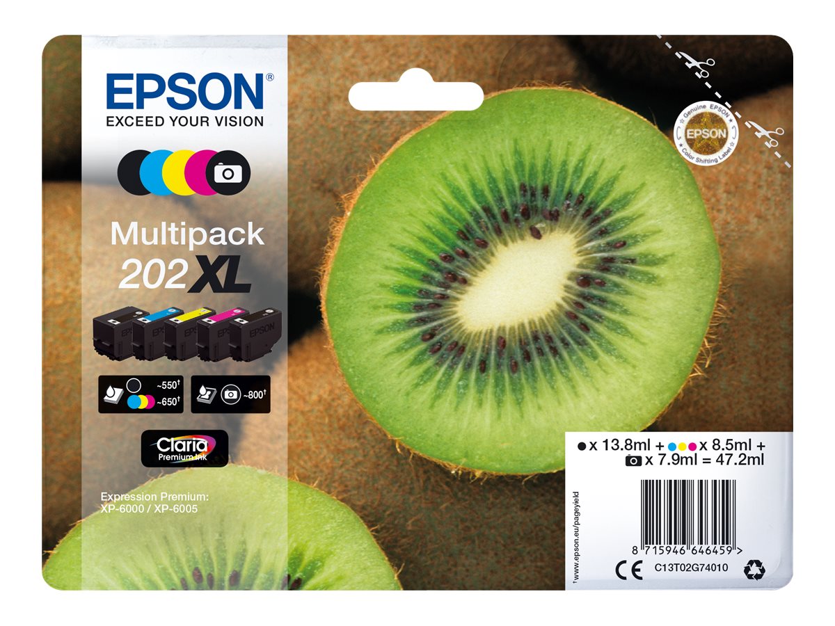 EPSON 1LB Multipack 5-farbig 202XL Kiwi Clara Premium Ink - Vorderansicht