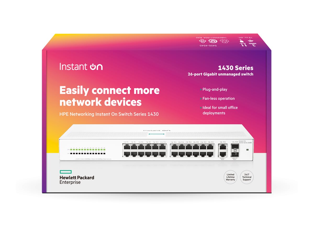 ARUBA HPE Networking Instant On Switch 26p Gigabit 2p SFP Verpackung