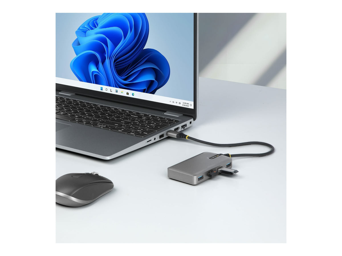 STARTECH.COM 4-Port USB-A Hub 5Gbps Busbetrieben Typ A auf 4x USB-A 3.0 Hub USB-C-Netzteil Port Mini Reisehub-Verteiler USB Splitter