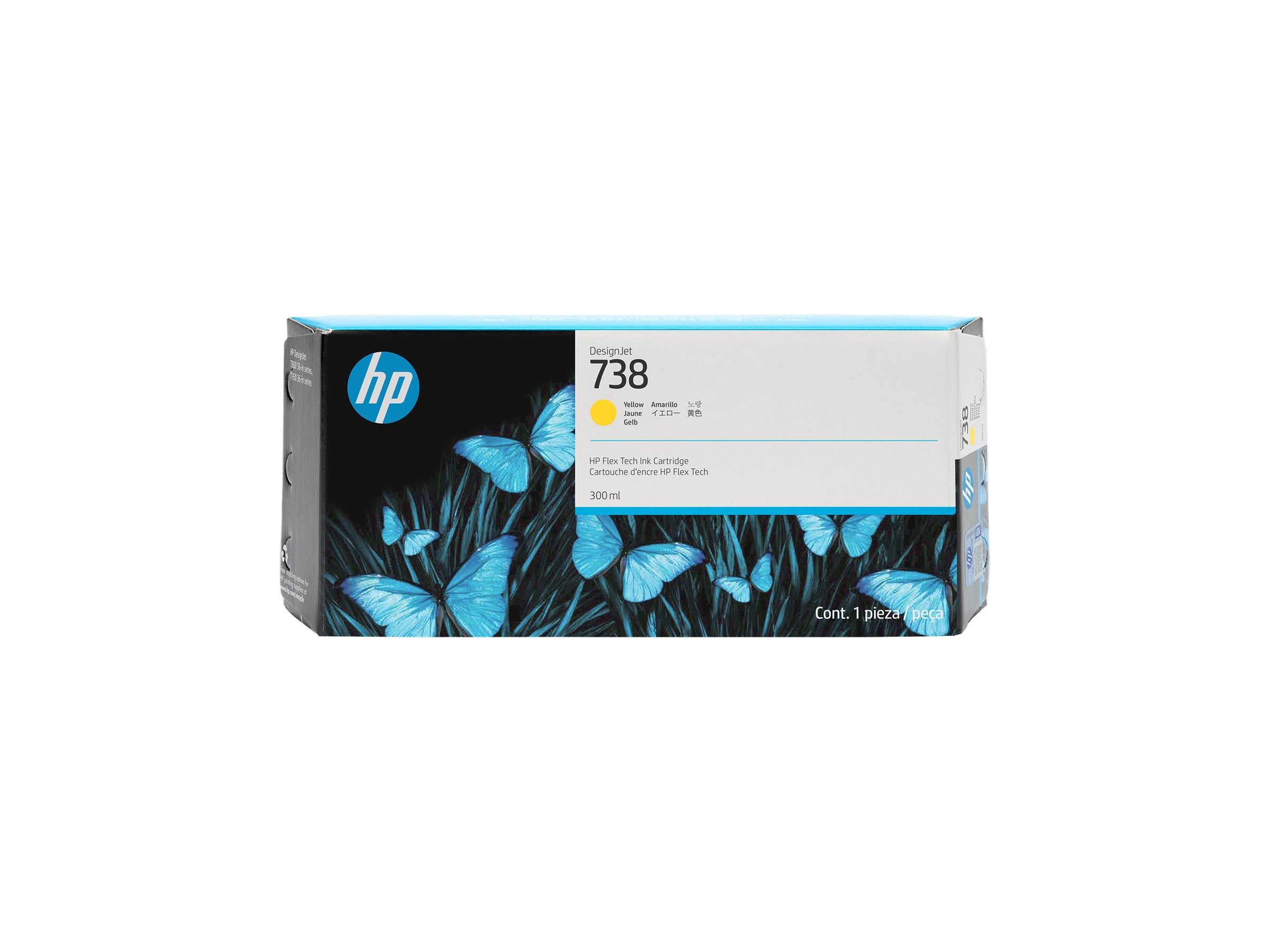 HP 738 300-ml Yellow DesignJet Ink Cartridge Vorderansicht