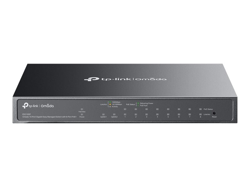 TP-LINK ES210GP Omada 10-Port Gigabit Easy Managed Switch 8× PoE+ 1× RJ45 1× RJ45/SFP Combo 63W Total PoE