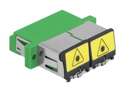 DELOCK LWL Kupplung mit Laserschutzklappe LC Quad Buchse zu LC Quad Buchse Singlemode grün