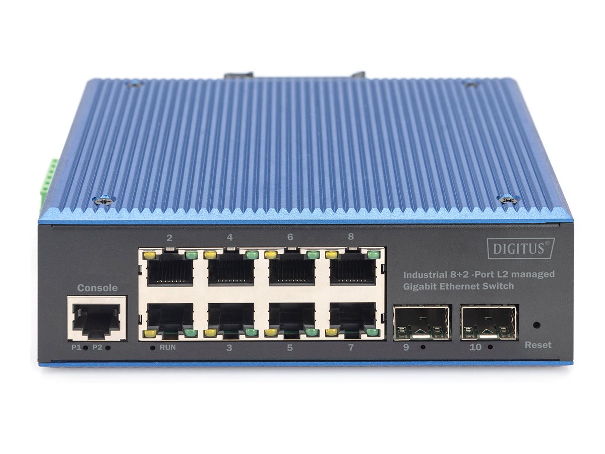 DIGITUS Indust. 8+2 Port L2 managed Gigabit Ethernet Switch Vorderansicht