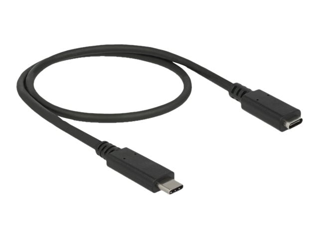DELOCK Verlängerungskabel SuperSpeed USB USB 3.1 Gen 1 USB Type-C Stecker > Buchse 3 A 0,5m schwarz - Vorderansicht