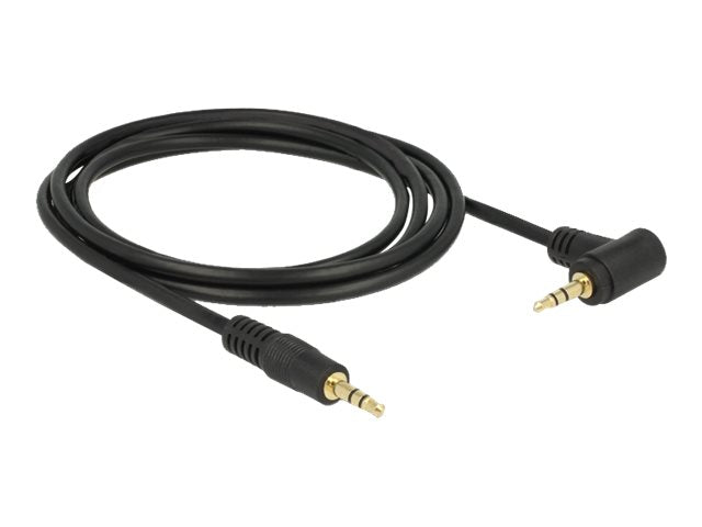 DELOCK Klinkenkabel 3,5mm 3 Pin Stecker gewinkelt 2m schwarz - Vorderansicht