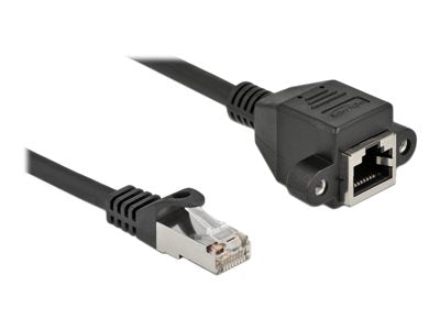 DELOCK Netzwerk Verlängerungskabel S/FTP RJ45 Stecker zu RJ45 Buchse Cat.6A 25cm schwarz - Detailansicht