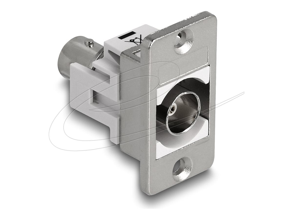 DELOCK Panel Mount IEC Stecker zu F Buchse silber / weiss - Vorderansicht