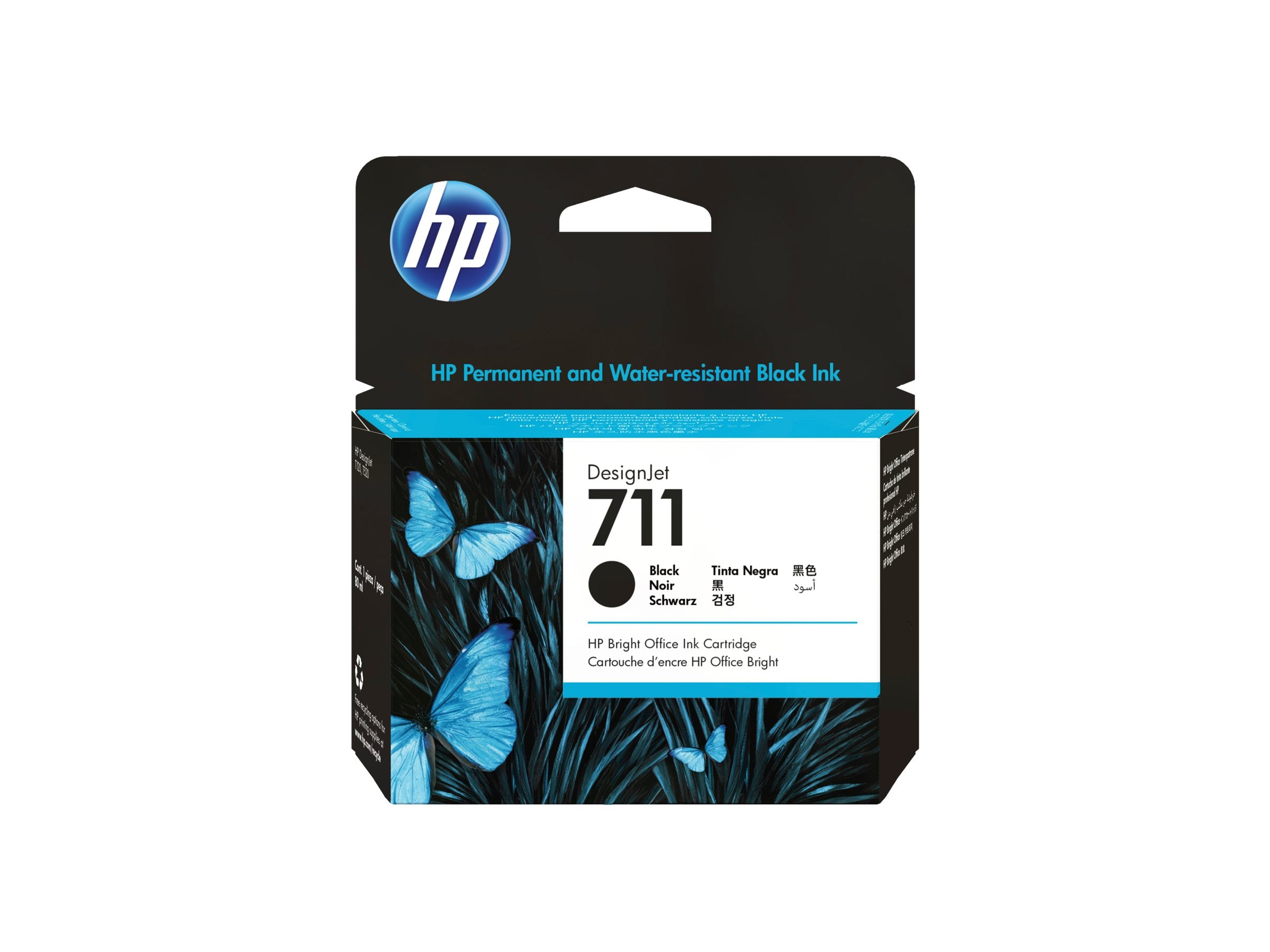 HP 711 Original Tinte schwarz hohe Kapazität 80ml Vorderansicht