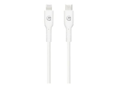 MANHATTAN USB-C auf Lightning Sync-/Ladekabel MFi-zertifizierten 8-pol. Lightning-Stecker 2 m für iPhone iPad iPod 480 Mbit/s weiss