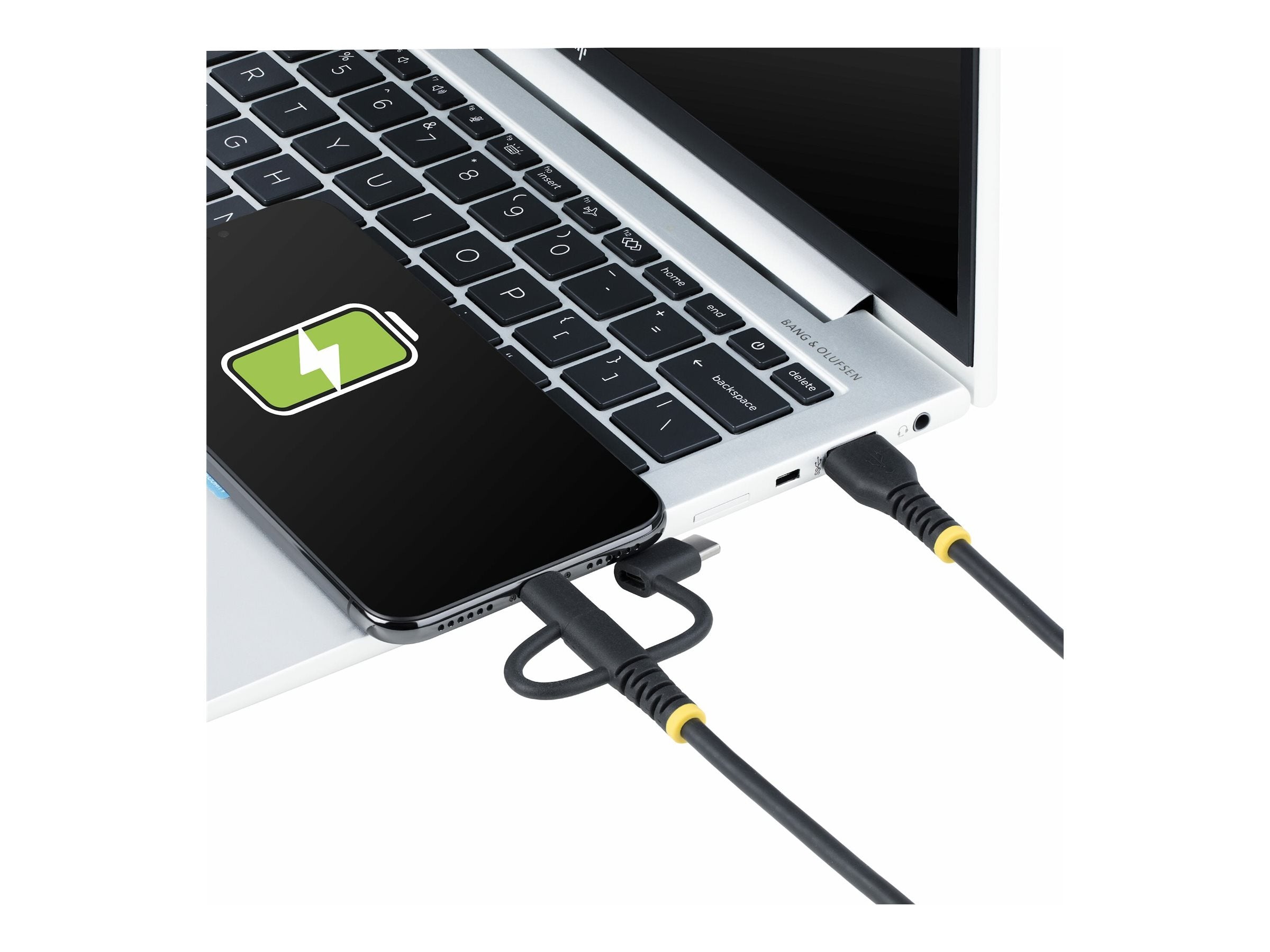 STARTECH.COM 1m Robustes USB Multi Ladekabel 3 in 1 USB zu USB-C Micro Lightning Apple Mfi Zertif. Handy Schnellladekabel