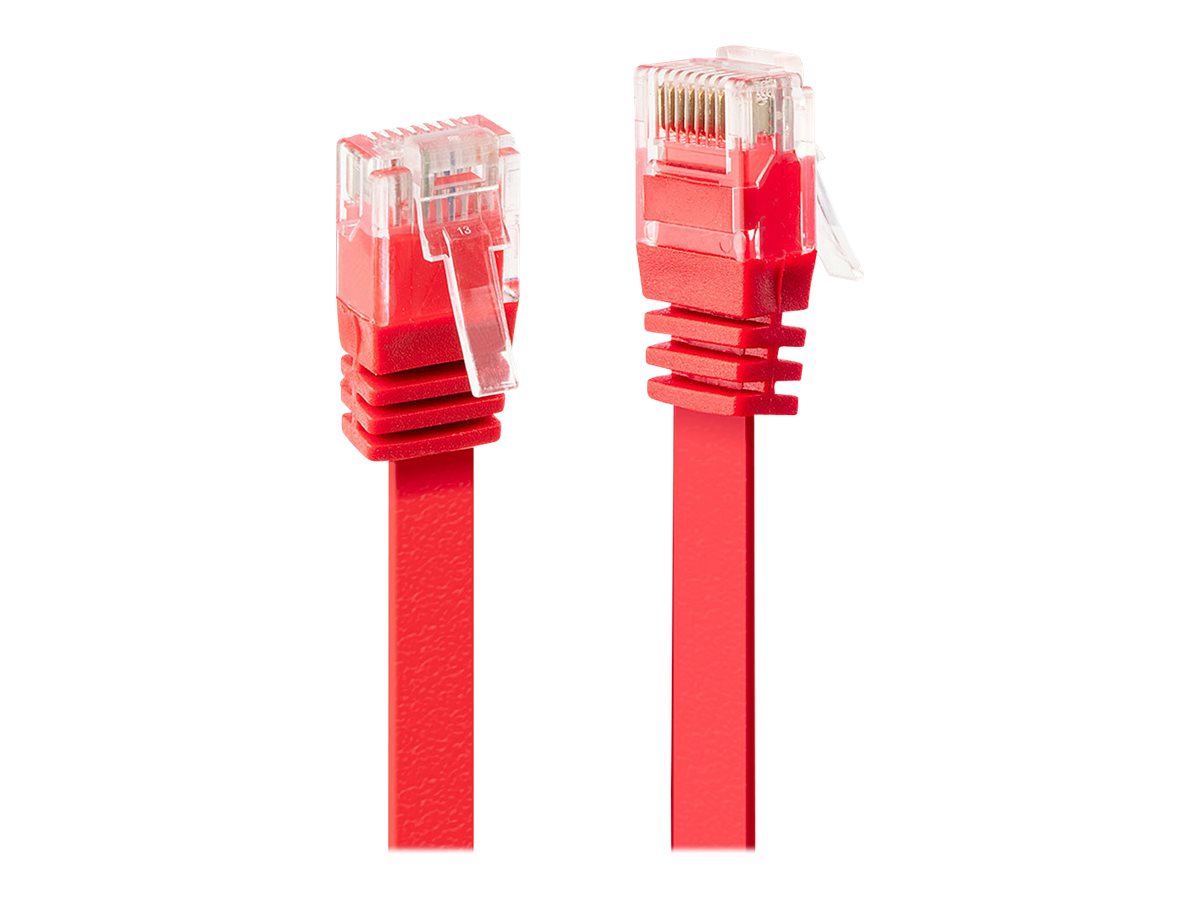 LINDY Cat.6 Flachband-Patchkabel rot 3m Vorderansicht