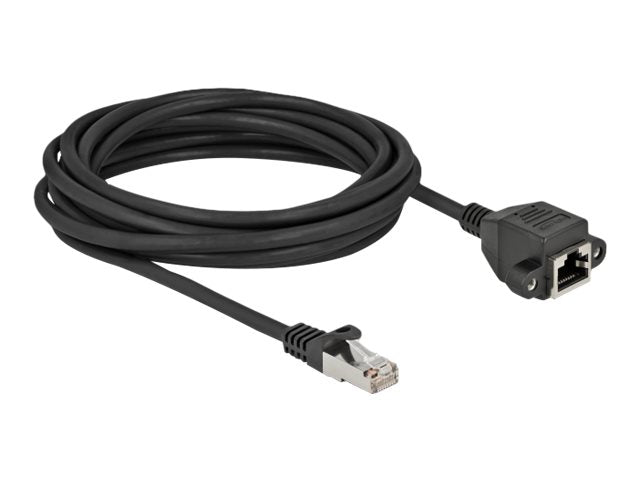 DELOCK Netzwerk Verlängerungskabel S/FTP RJ45 Stecker zu RJ45 Buchse Cat.6A 5m schwarz - Verpackung