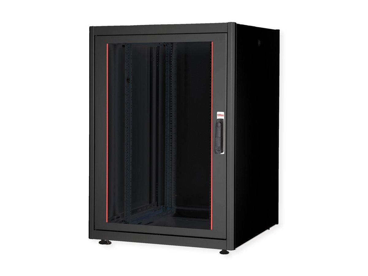 ROLINE Netzwerkschrank Basic 48,26cm 19Zoll 22 HE 800x800 BxT Glastür schwarz - Detailansicht