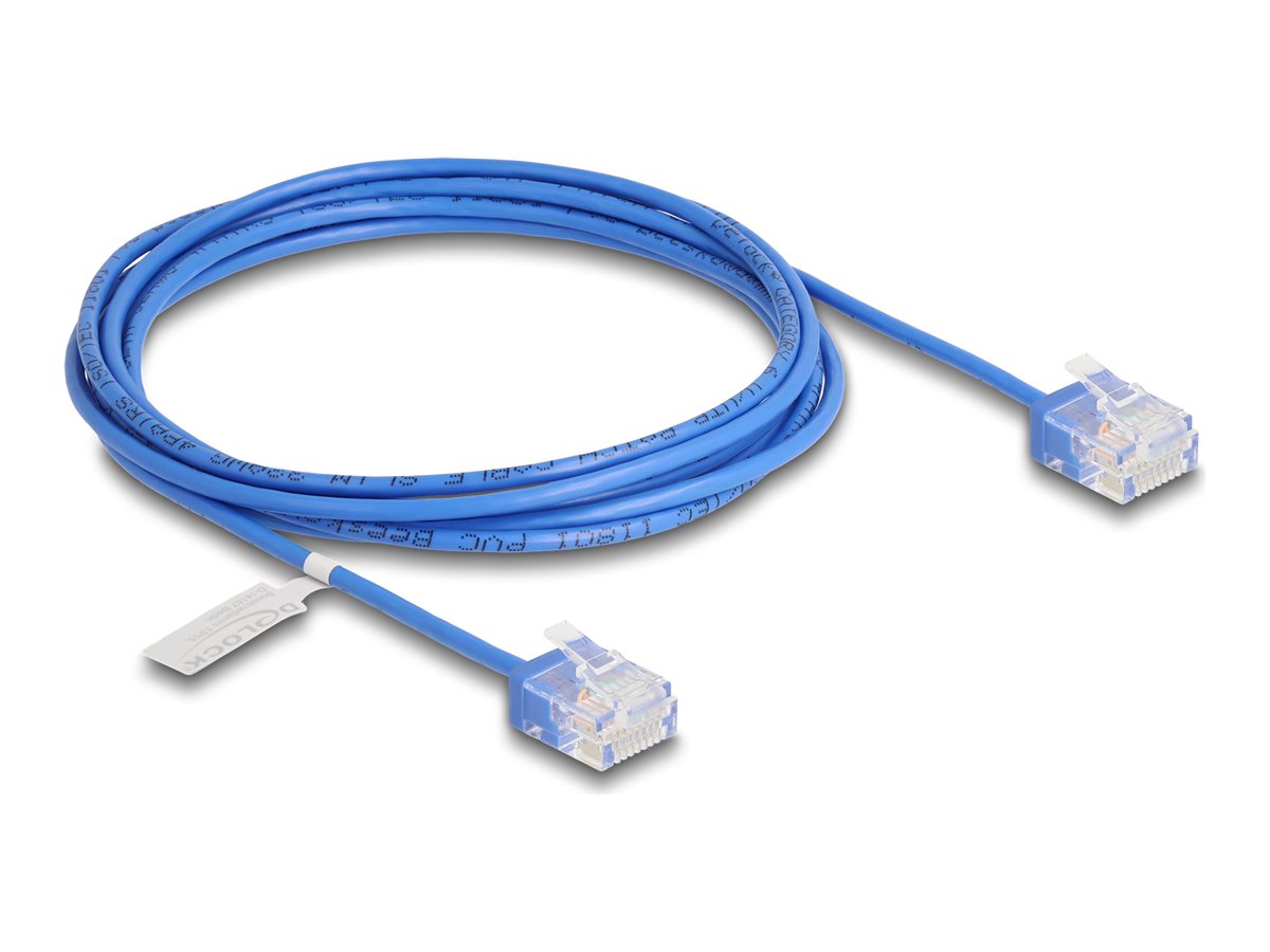 DELOCK RJ45 Netzwerkkabel Cat.6 UTP Ultra Slim 2m blau mit kurzen Steckern