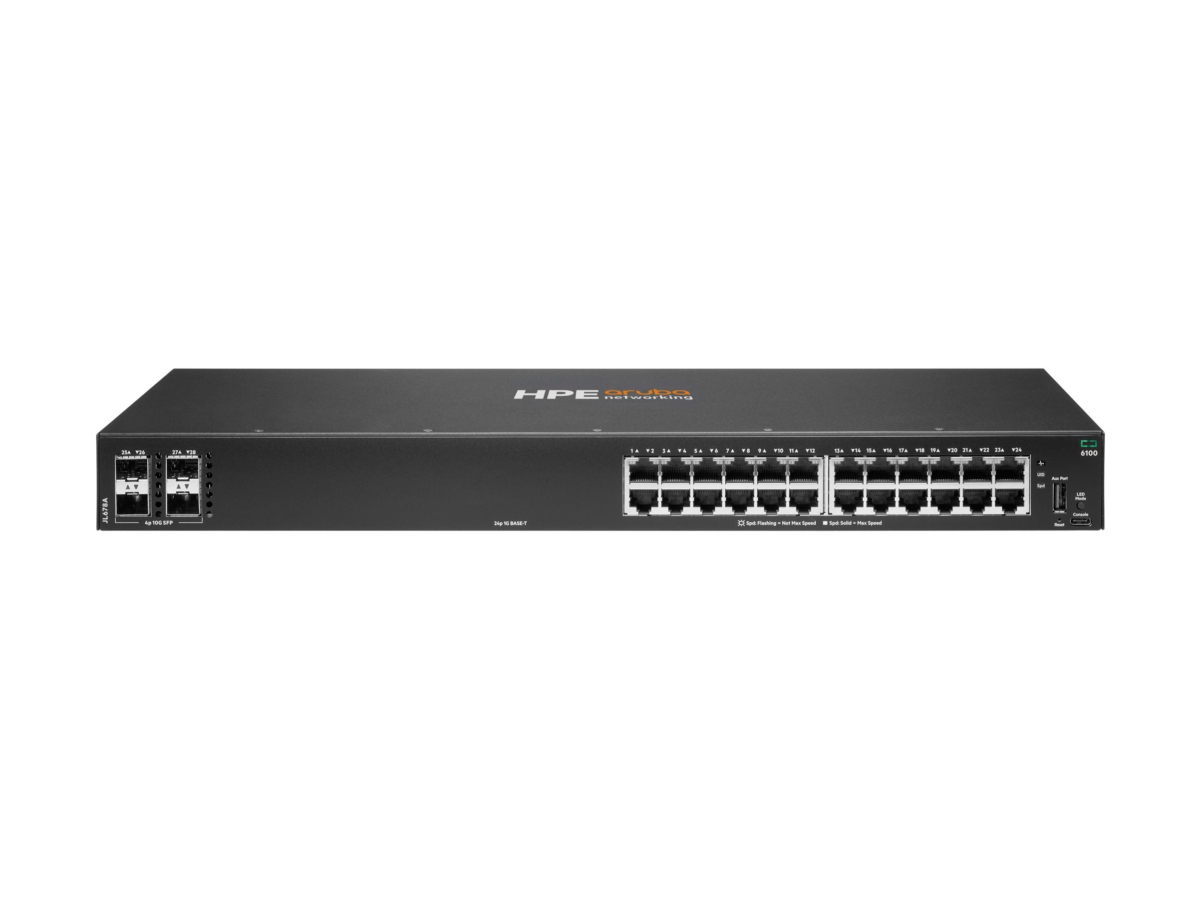 ARUBA HPE Aruba Networking CX 6100 24G 4SFP+ Switch Vorderansicht