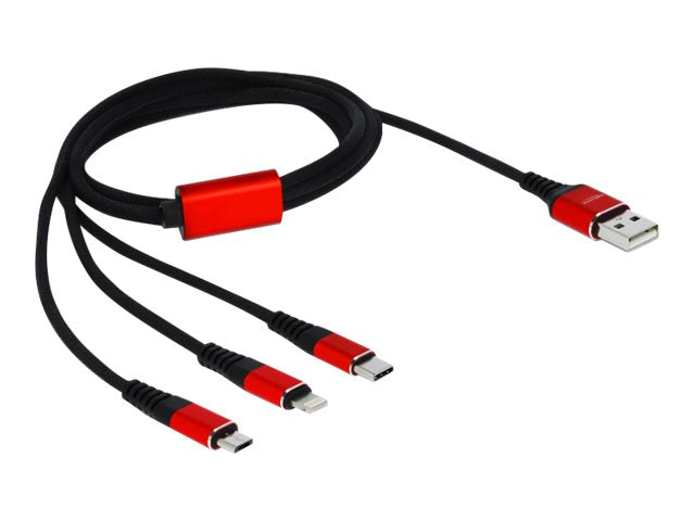 DELOCK USB Ladekabel 3 in 1 für Lightning / Micro USB / USB Type-C 1m - Verpackung
