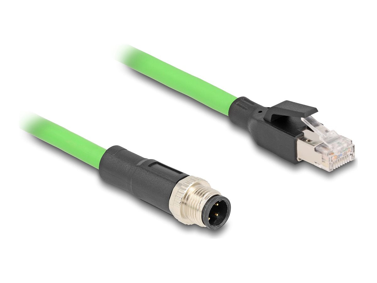 DELOCK M12 Kabel D-kodiert 4 Pin Stecker zu RJ45 Stecker PUR TPU 1m - Vorderansicht