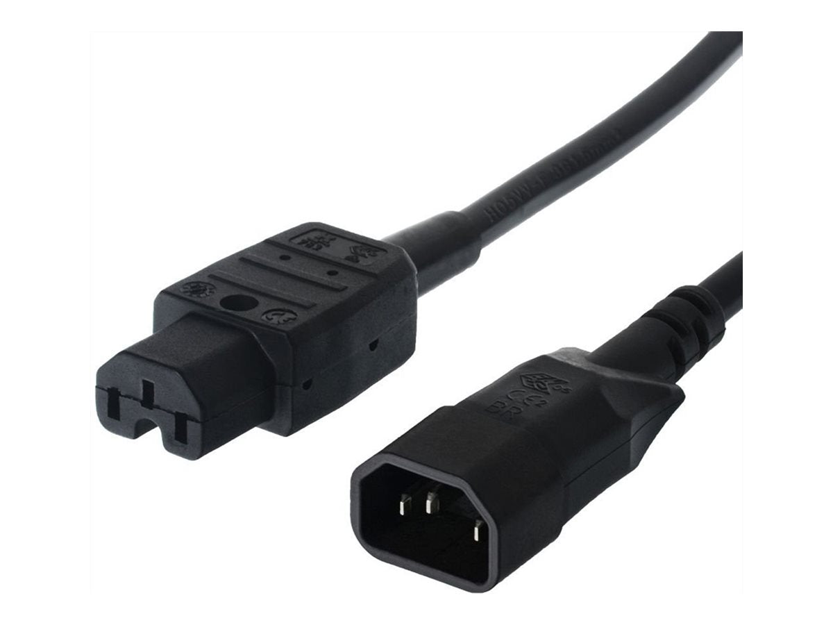 BACHMANN Netzkabel Kaltgerätestecker Stecker IEC320 C14 - Warmgeräte Kupplung IEC320 C15 schwarz 1m - Vorderansicht