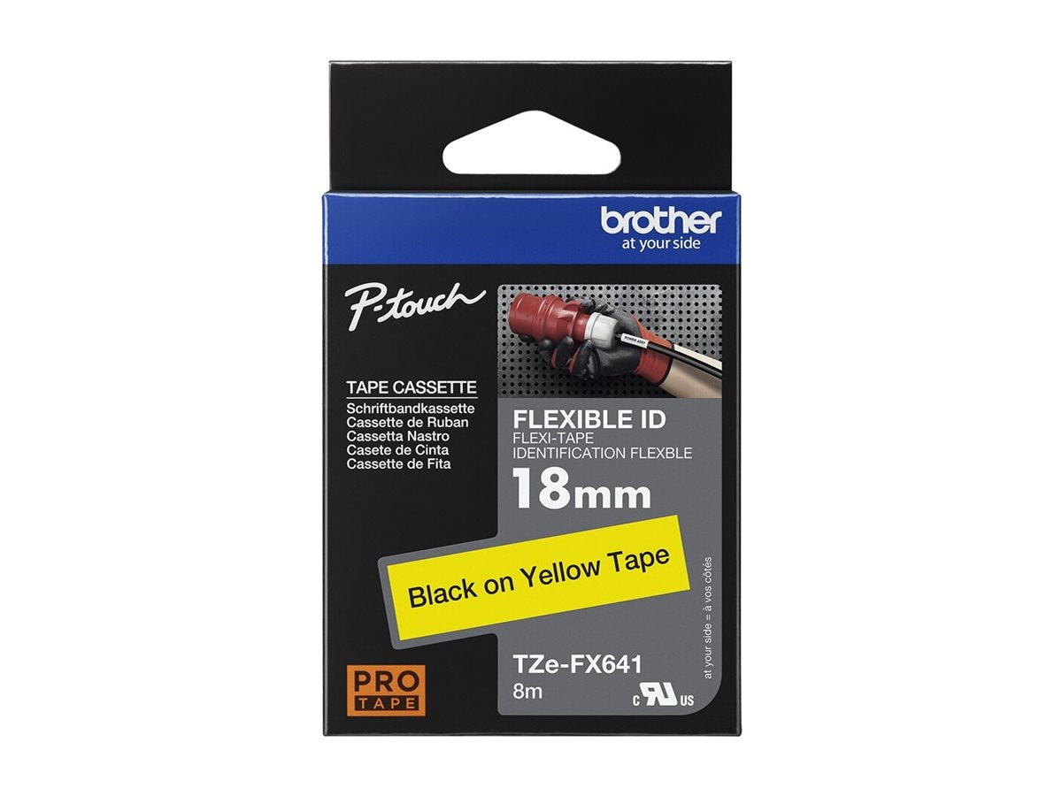 BROTHER P-Touch TZE-FX641 schwarz auf gelb 18mm Verpackung