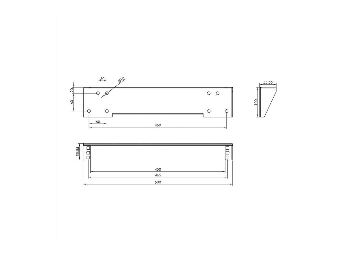 VALUE 19-Wand-/Untertischhalterung 1 HE schwarz - Montagebeispiel
