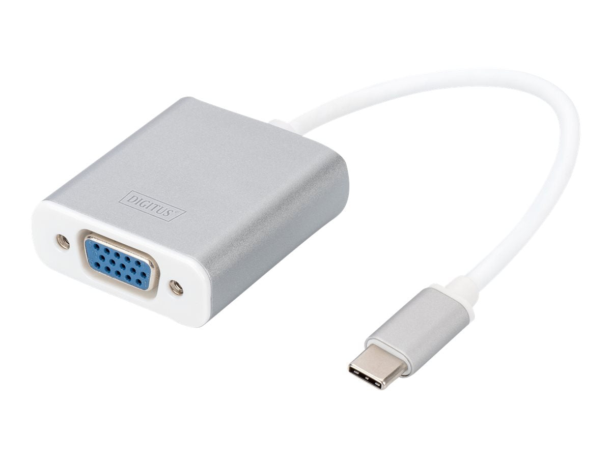 DIGITUS Grafik Adapter USB3.0 Typ C VGA Full HD Aluminium Gehäuse 20cm Kabel - Vorderansicht