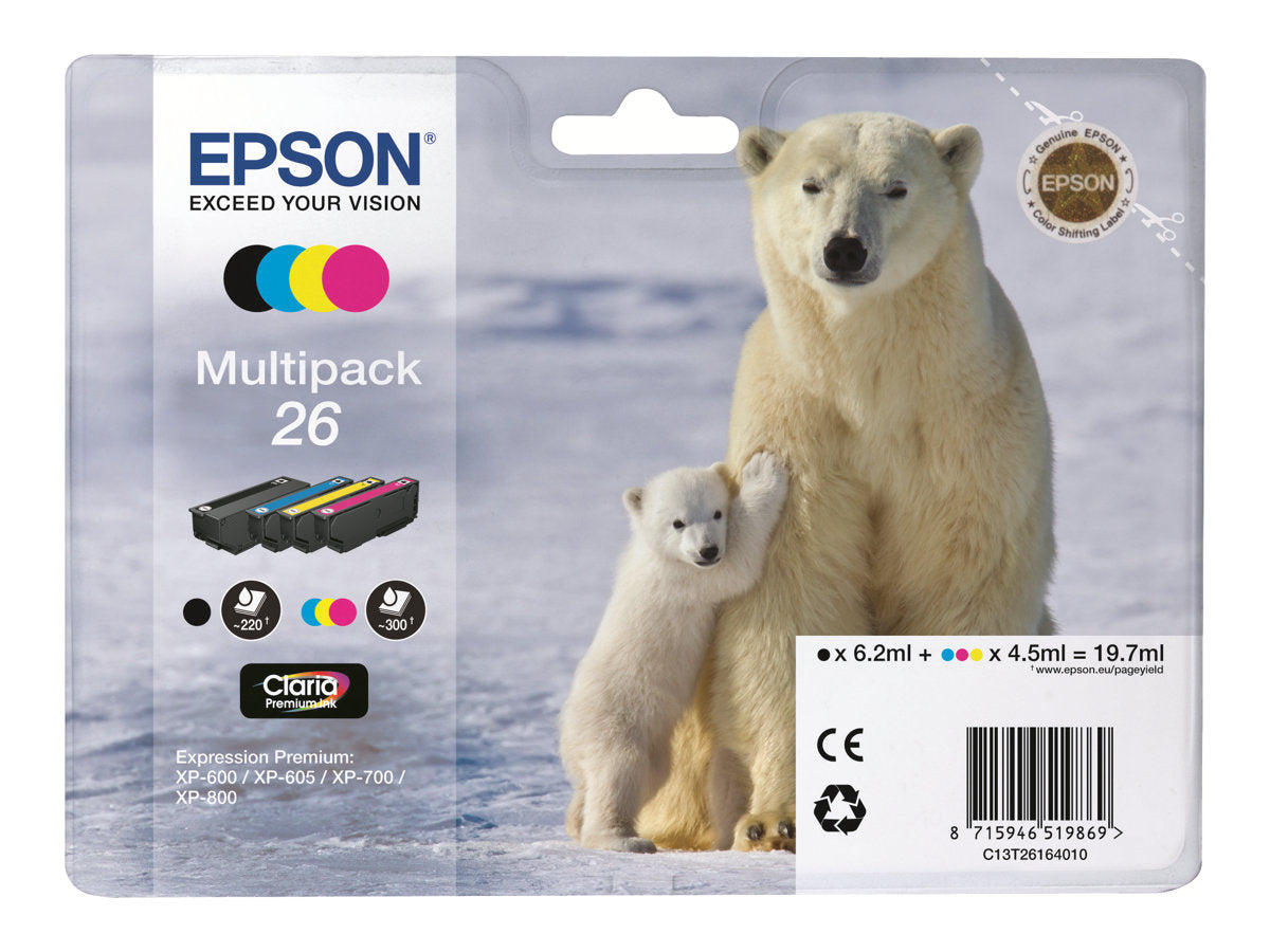 EPSON 3LB 26 Tintenpatrone schwarz und tri-colour Vorderansicht
