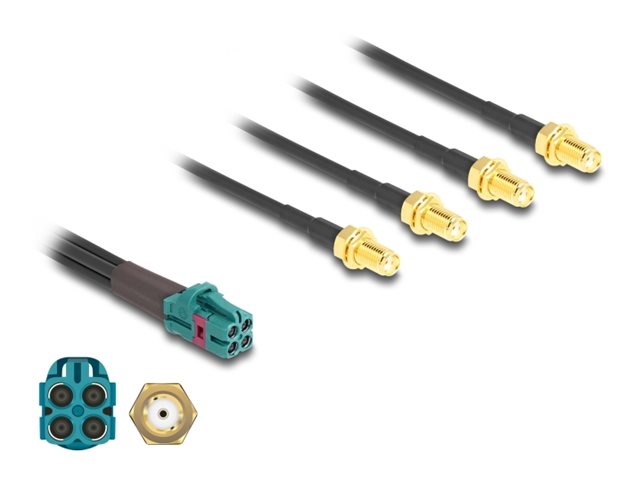 DELOCK Kabel Mini FAKRA Z Buchse quad zu 4 x SMA Buchse A-Typ - Vorderansicht