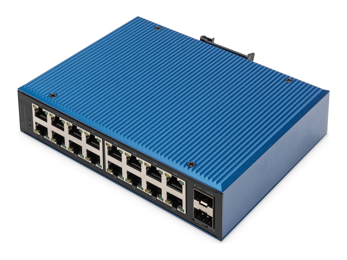 DIGITUS Industrial 16+2 Port Gigabit Ethernet Switch Vorderansicht