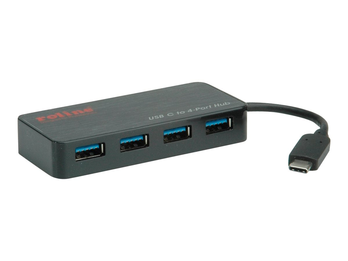 ROLINE USB 3.2 Gen 1 Hub 4fach Typ C Anschlusskabel Vorderansicht