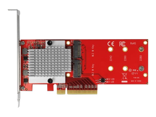 Detailansicht der DELOCK PCI Express x8 Karte zu 2 x intern NVMe M.2 Key M - Low Profile Formfaktor