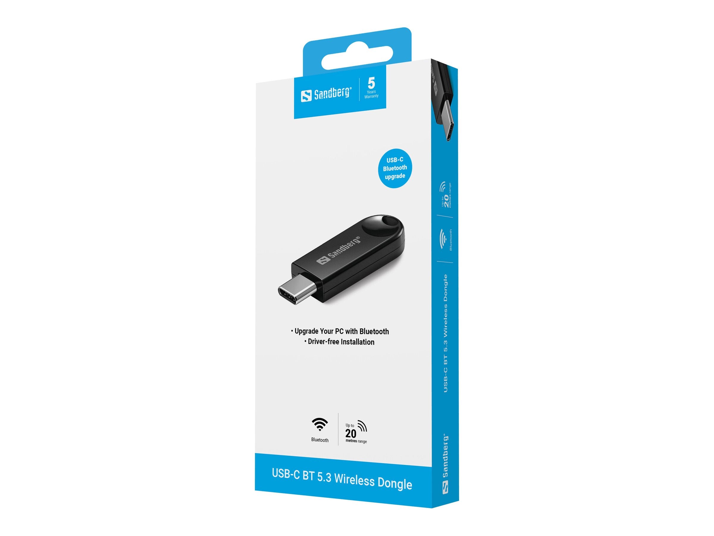 SANDBERG USB-C BT 5.3 Wireless Dongle Vorderansicht
