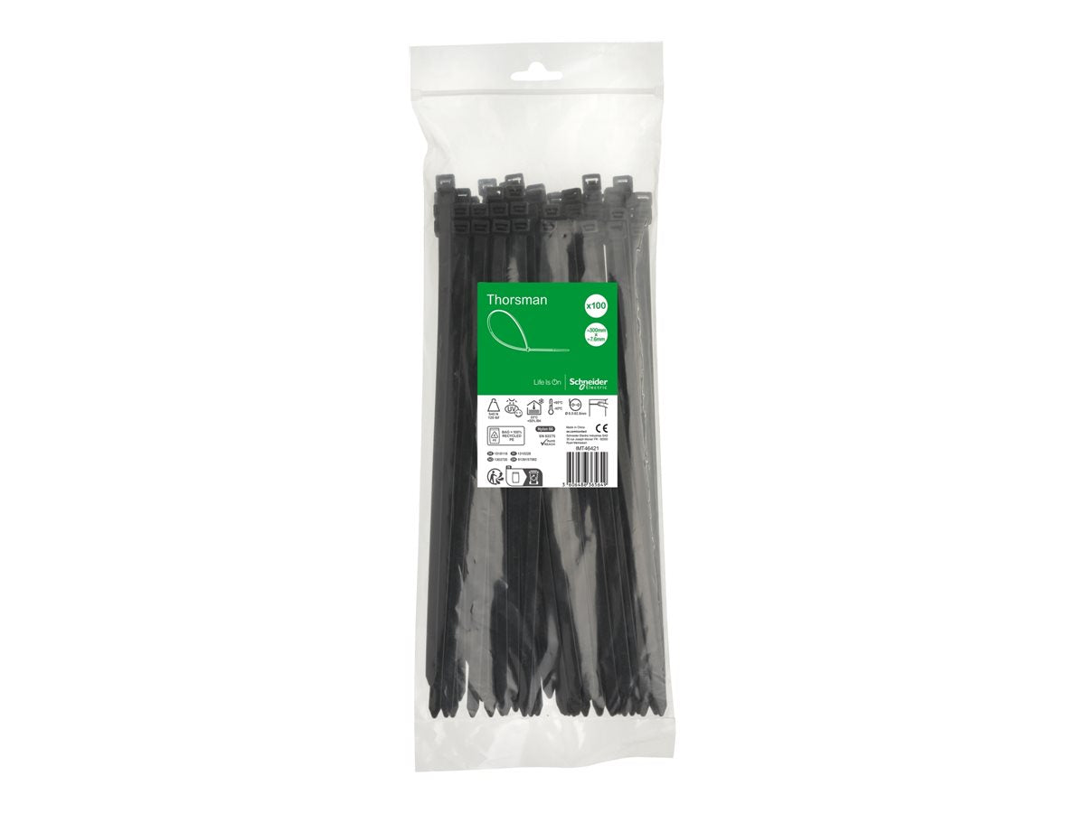 APC KABELBINDER 300X7,6 VE 100 FARBE SCHWARZ - Vorderansicht