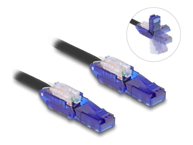 DELOCK RJ45 Netzwerkkabel Cat.6 UTP schwarz 1m - Vorderansicht