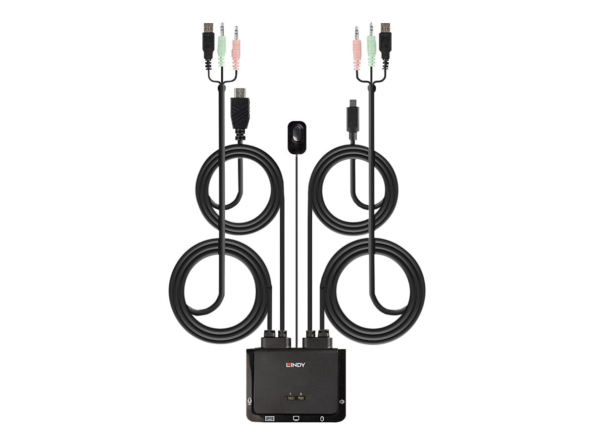 LINDY 2 Port HDMI 18G USB Typ C USB 2.0 & Audio Cable KVM Switch - Vorderansicht