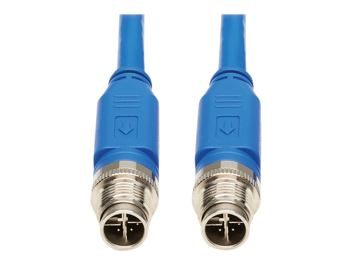 EATON TRIPPLITE M12 X-Code Cat6 1G UTP CMR-LP Ethernet Cable M/M IP68 PoE Blue 3m 9