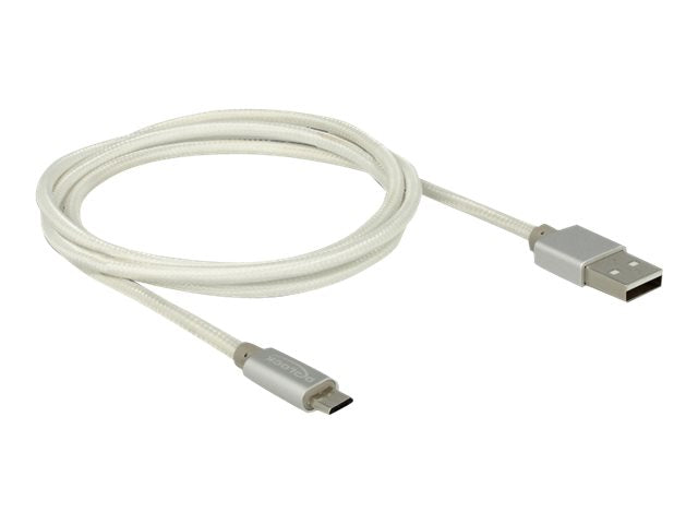 DELOCK Kabel USB 2.0 A Stecker > USB 2.0 Micro B Stecker mit Textilummantelung 1m - Vorderansicht