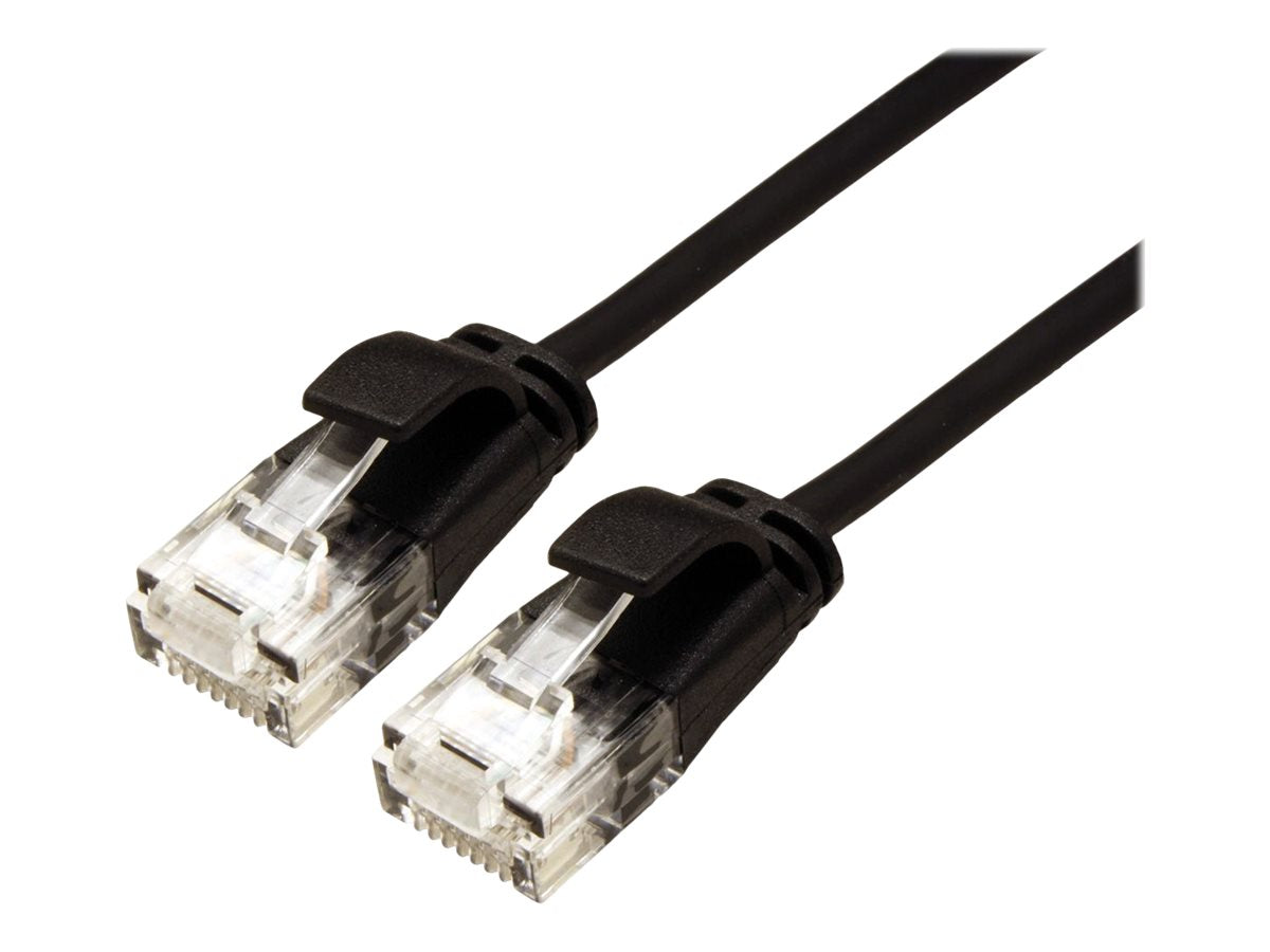 ROLINE GREEN UTP Patchkabel Kat.6A Class EA LSOH slim schwarz 0,5m - Vorderansicht