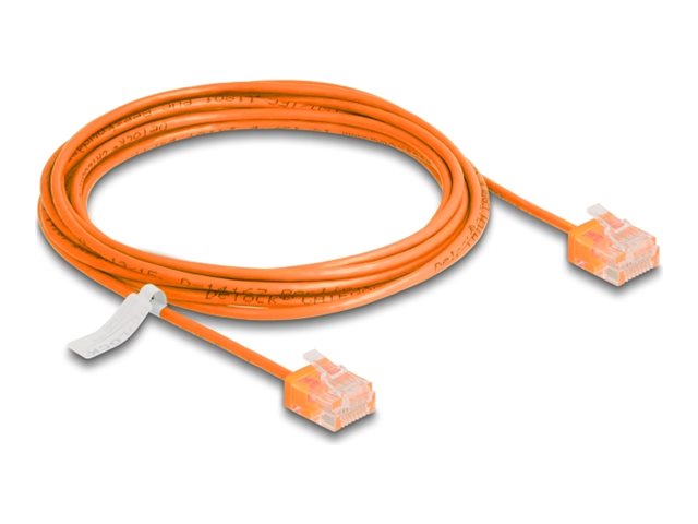 DELOCK RJ45 Netzwerkkabel Cat.6 UTP Ultra Slim 3m orange mit kurzen Steckern