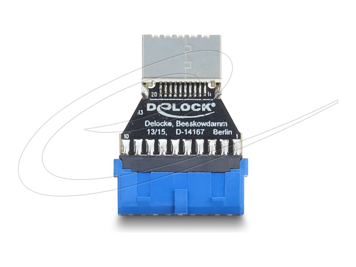 DELOCK Adapter USB 5 Gbps 20 Pin Pfostenbuchse zu USB 5 Gbps Typ-E Key B Buchse - Vorderansicht