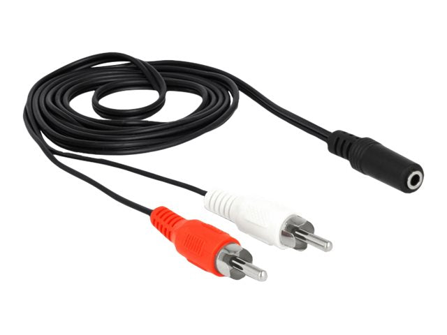 DELOCK Audio Kabel 2 x Cinchstecker zu 1 x 3,5 mm 3 Pin Klinkenbuchse 1,4 m - Vorderansicht