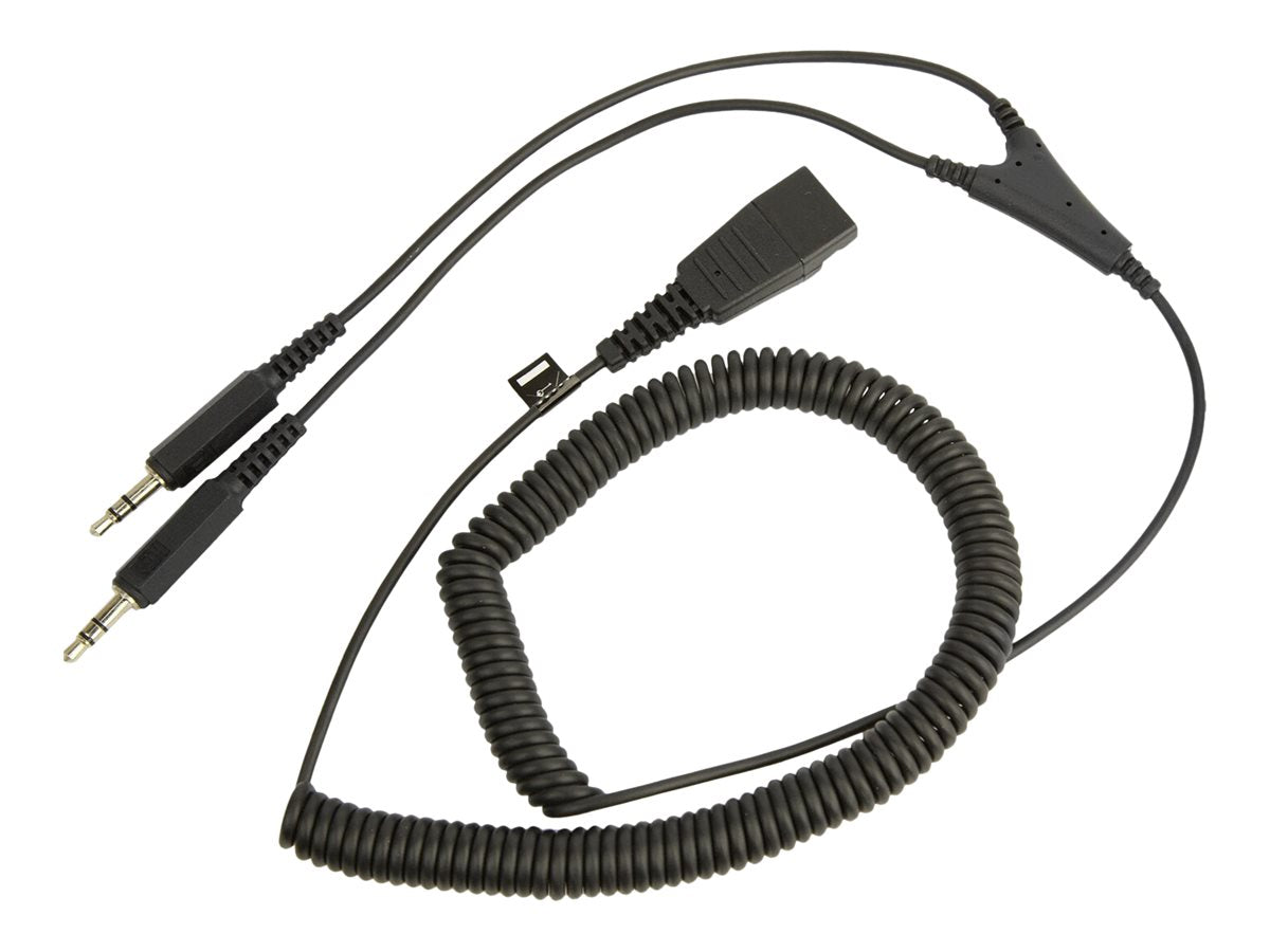 JABRA QD Cord to 2x 3.5mm pin plug coiled 0.5-2meters for GN2100 GN2000 GN2200
