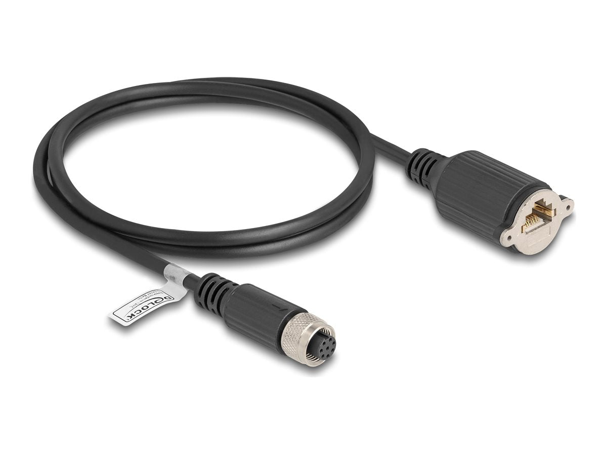DELOCK M12 Kabel A-kodiert 8 Pin Buchse zu RJ45 Buchse - Vorderansicht