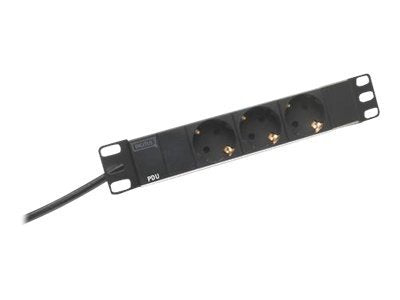 DIGITUS Steckdosenleiste 3-fach 25,4cm 10Zoll Vorderansicht