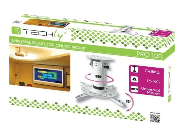 TECHLY Universal Deckenhalterung fuer Beamer und Projektoren bis 15Kg Vollbeweglich durch vier Halterungsarme Deckenabstand 20cm