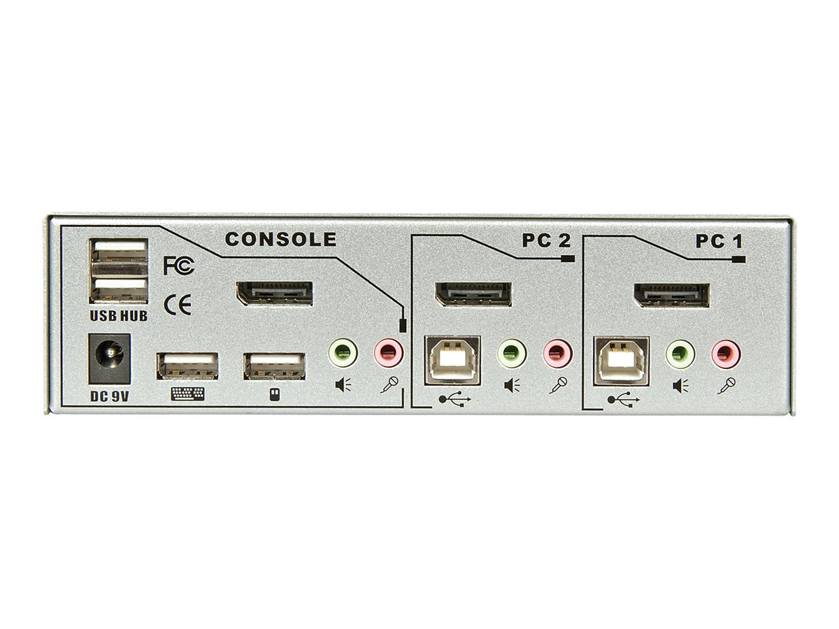 LINDY 2 Port DisplayPort 1.2 KVM Switch Pro Audio USB 2.0 - Vorderansicht