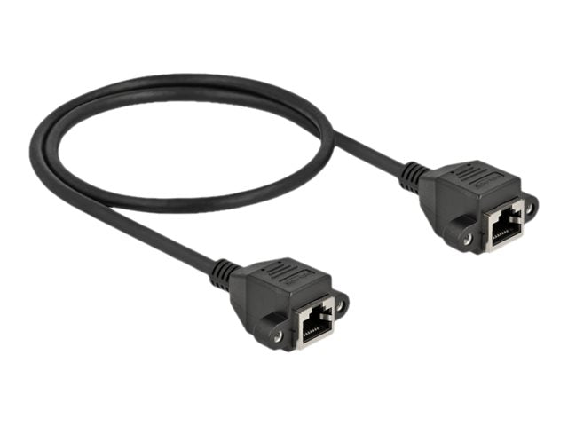 DELOCK Netzwerk Verlängerungskabel S/FTP RJ45 Buchse zu RJ45 Buchse Cat.6A 50cm schwarz - Vorderansicht