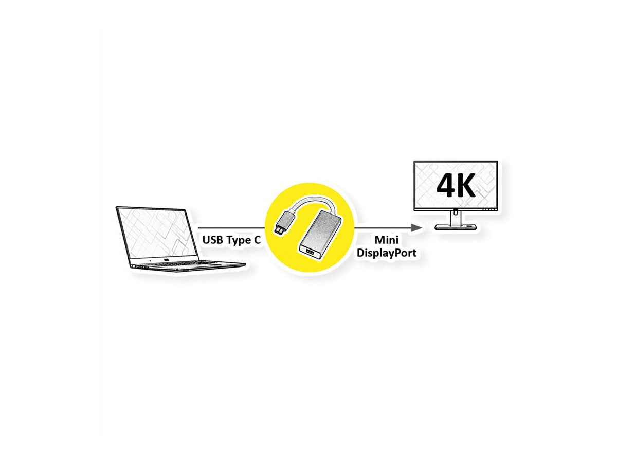 ROLINE Display Adapter USB Typ C - Mini-Display-Port v1.2 ST/BU Verpackung