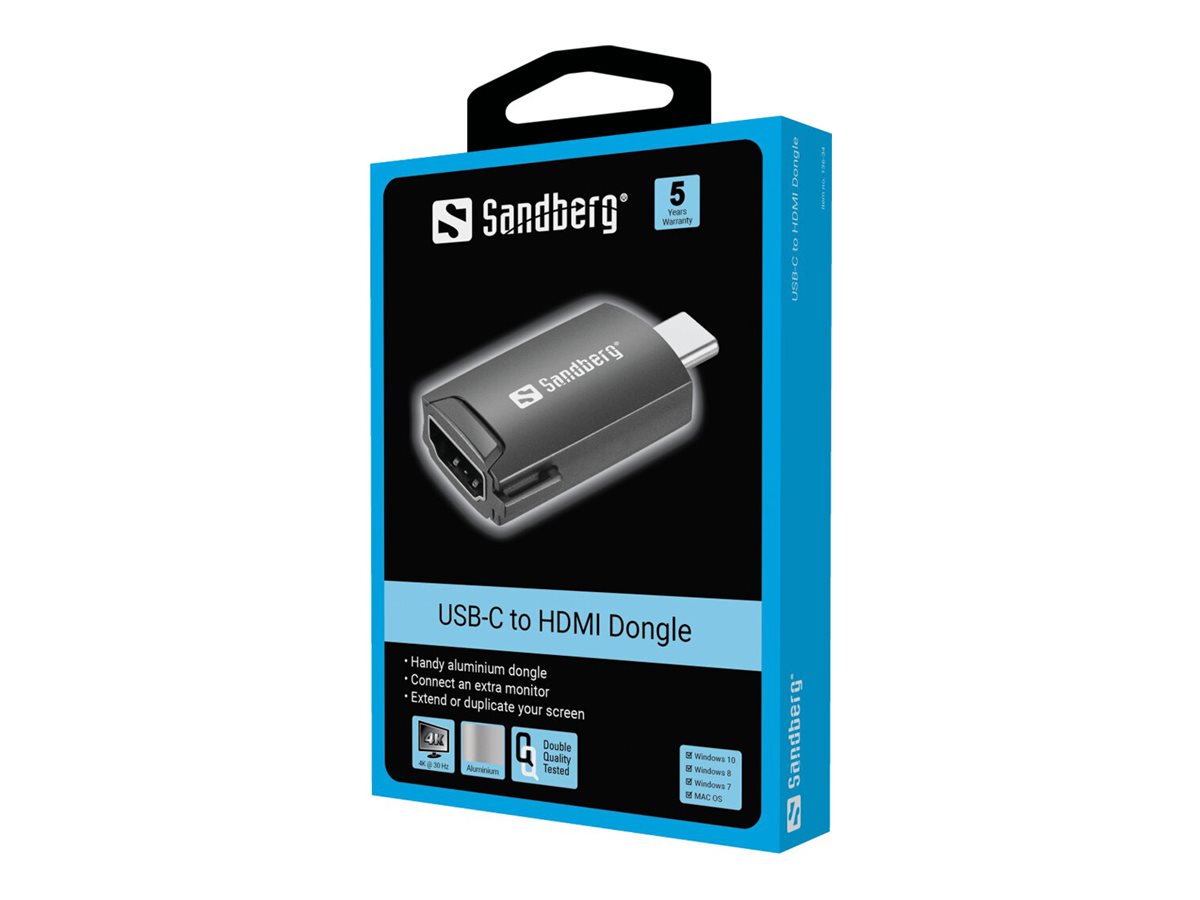 SANDBERG USB-C to HDMI 4K30Hz Dongle Verpackung