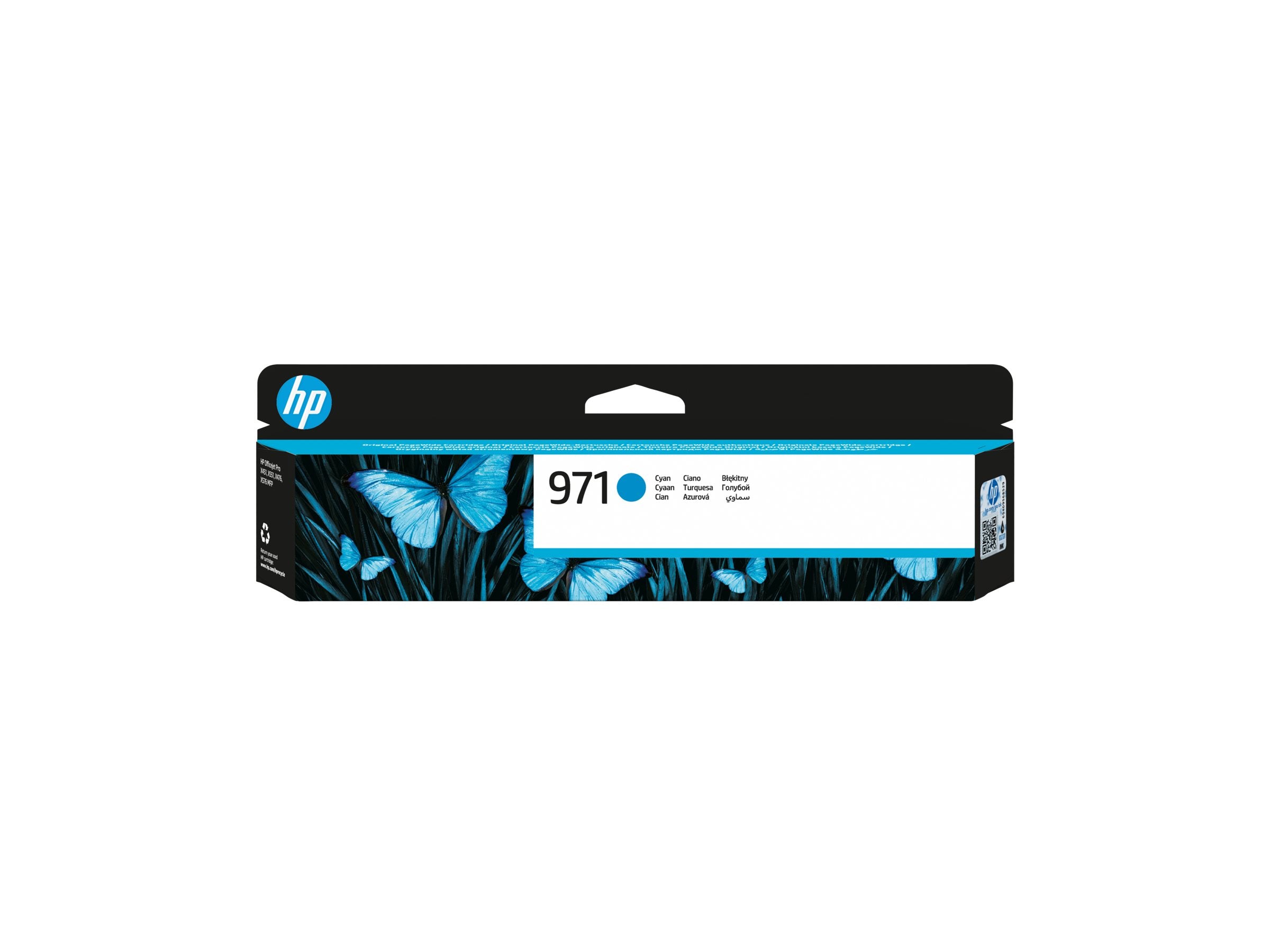 HP 971 Original Tinte cyan Vorderansicht