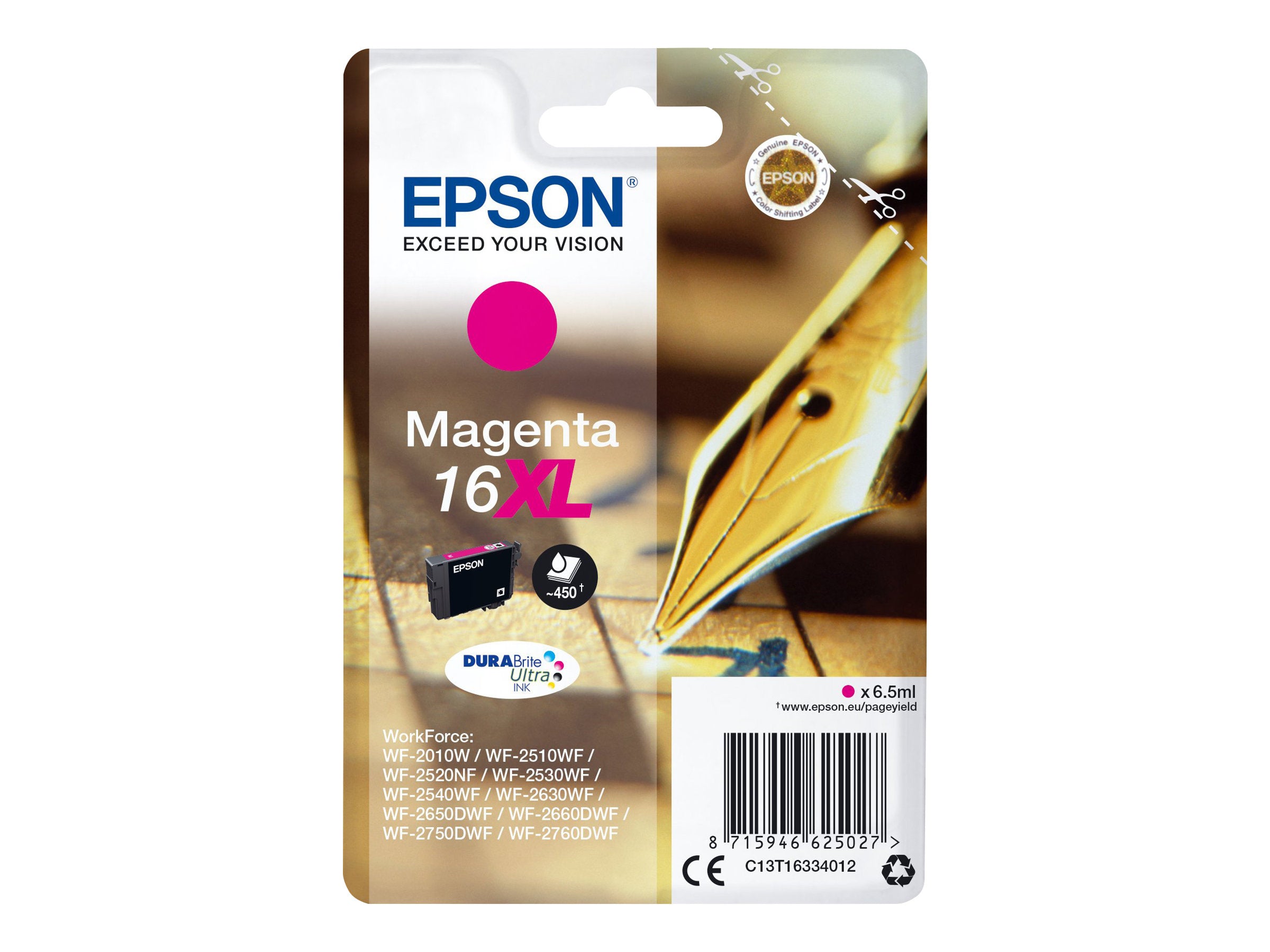 EPSON 1LB 16XL Tintenpatrone magenta Vorderansicht